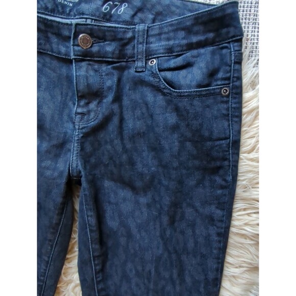 The Limited 678 Dark Wash Denim Leopard Print Jeans Sz 4 Skinny Straight Stretch - Picture 4 of 7